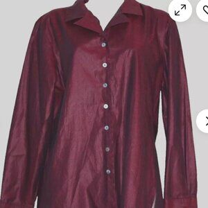 Eterna Cotton Burgundy Print button women Long Sleeve shirt Size:40